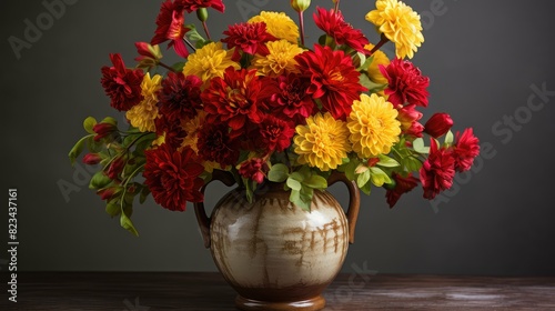 Wallpaper Mural rustic red and yellow flowers Torontodigital.ca