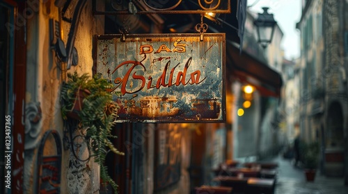 Vintage rusty sign in paris for travel and tourism themed designs