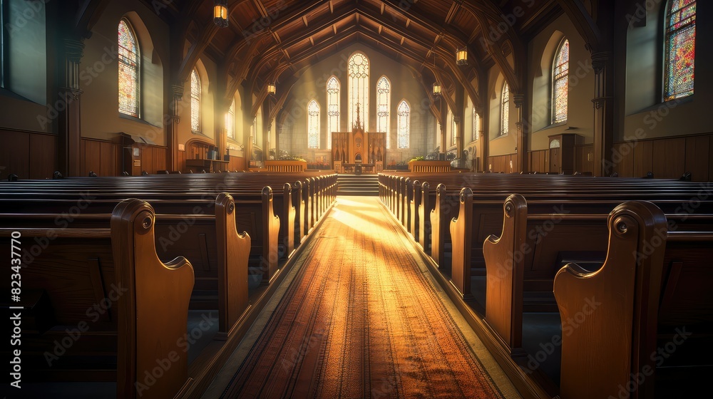 Fototapeta premium soft blurred church interior