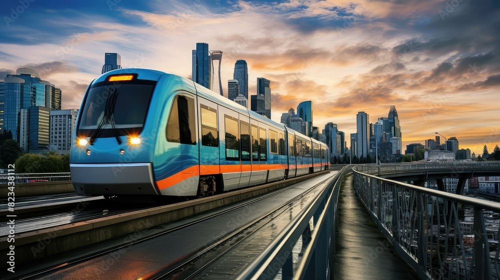 Fototapeta premium sleek seattle light rail