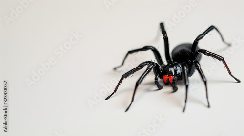 Black widow spider in minimalist setting