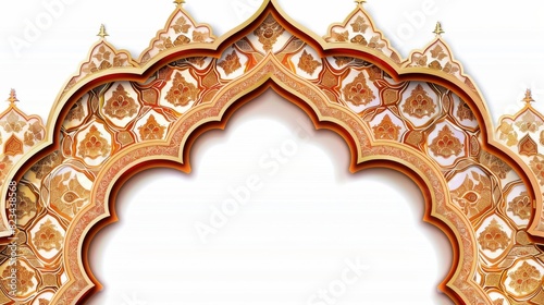 Islamic geometric pattern frame for invitations inspired by Mughal decorative arch