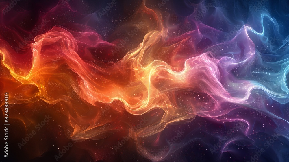 Fototapeta premium A vibrant, abstract representation of energy waves, pulsating with varying frequencies, symbolizing the dynamic nature of vibrations and their connection to intuition.