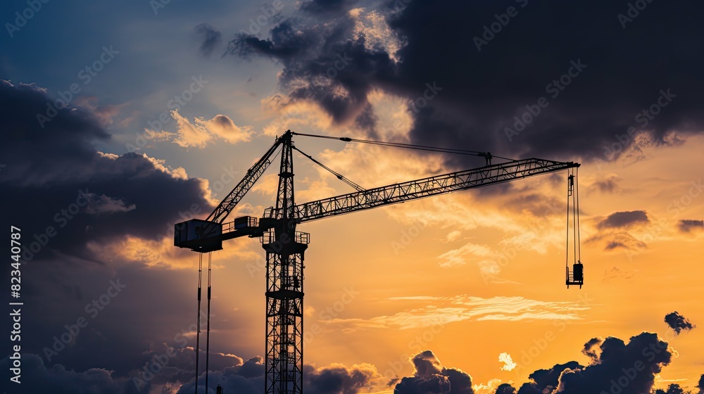 sky construction equipment silhouette
