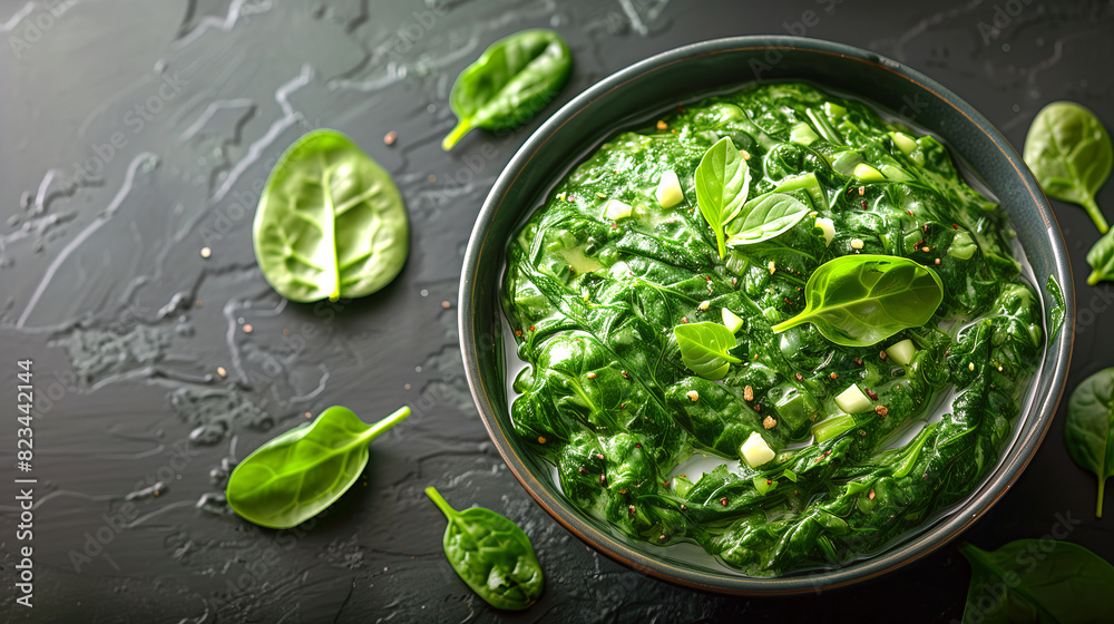 Creamed Spinach cooked in a creamy sauce made with butter, flour, milk, garlic, and nutmeg. Creamed Spinach cooked in a creamy sauce made with butter, flour, milk, garlic, and nutmeg.