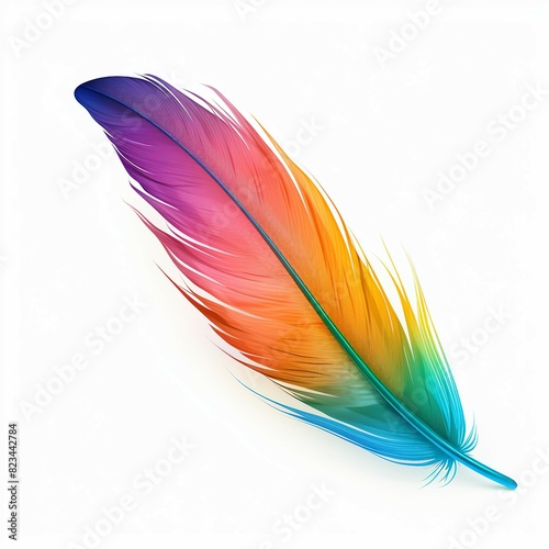 rainbow feather on white background