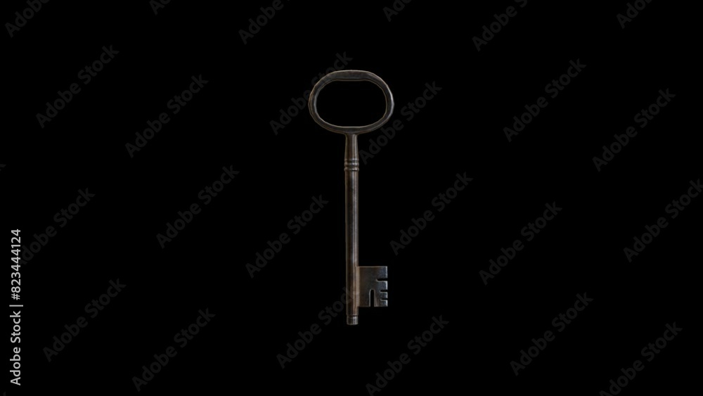 rotating gold key | keys 3d mov transparent 4K