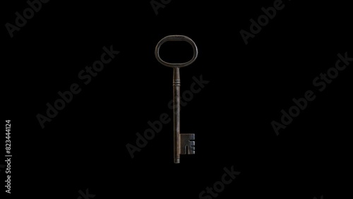 rotating gold key | keys 3d mov transparent 4K