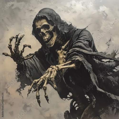 Grim Reaper with a bony hand reaching out. photo