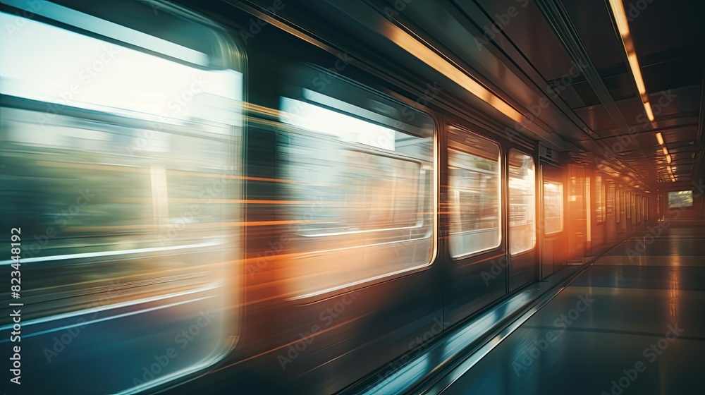 window blurred train interior