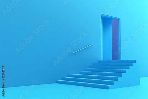 a blue wall with stairs and a door © Markus