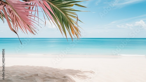 tropical palm leaves pink