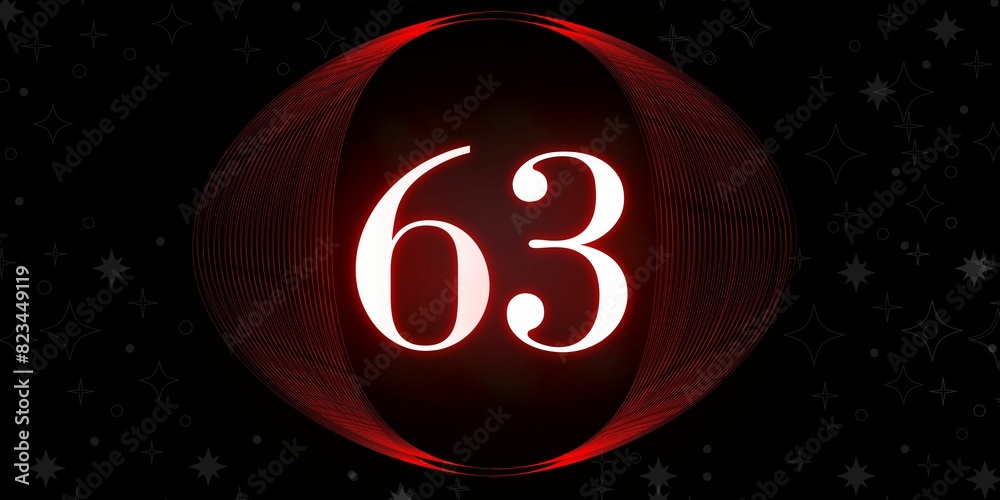 Number 63. Banner with the number sixty three on a black background and ...