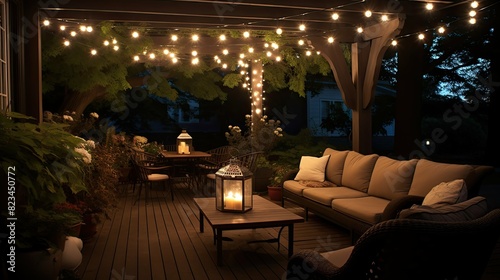 glow patio lights at night © vectorwin