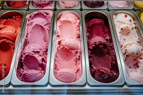 Wallpaper Mural Mix berry strawberry ice cream gelato in cabinet top view dessert shop concept Torontodigital.ca