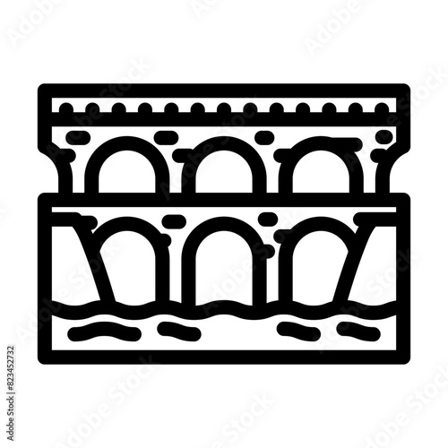 aqueduct bridge line icon vector. aqueduct bridge sign. isolated contour symbol black illustration