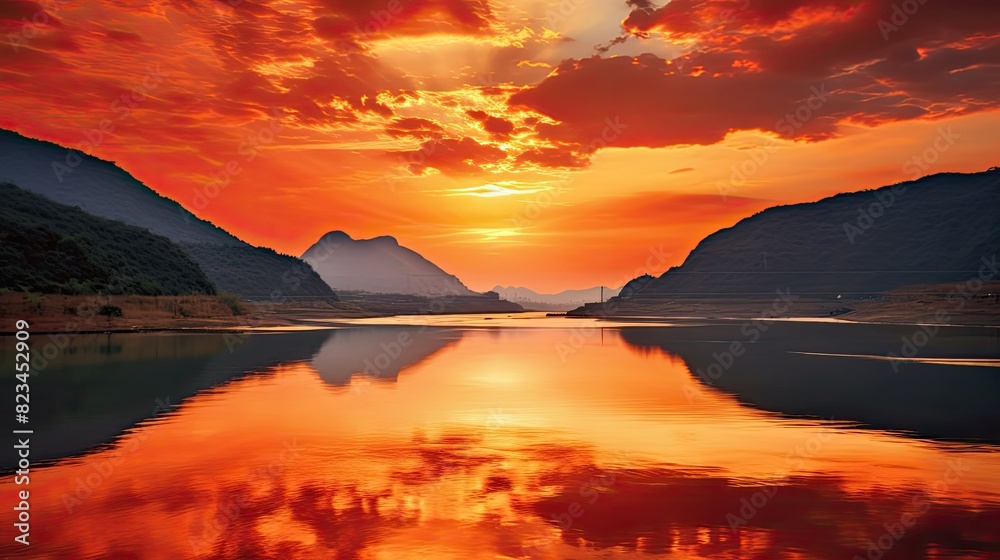 Obraz premium pink yellow river china