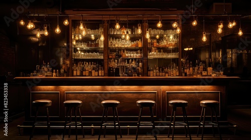 bar counter with lighting