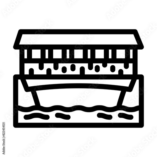 covered bridge line icon vector. covered bridge sign. isolated contour symbol black illustration