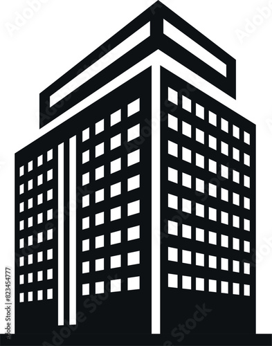 Modern office building exterior tower skyscraper construction minimalist icon isometric vector