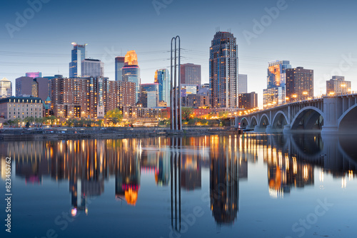 Minneapolis  Minnesota  USA City Skyline on the Mississippi River