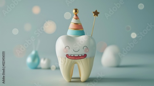 Birthday of the first molar, gift from tooth fairy. Generative AI