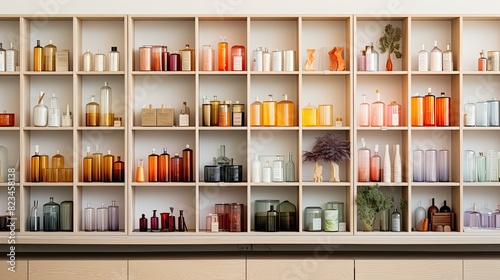 shelves blurred product catalog interiors
