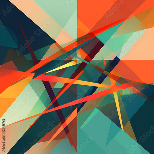 An abstract composition of intersecting geometric shapes, designed using Generative AI, emphasizing complexity and modern aesthetics.