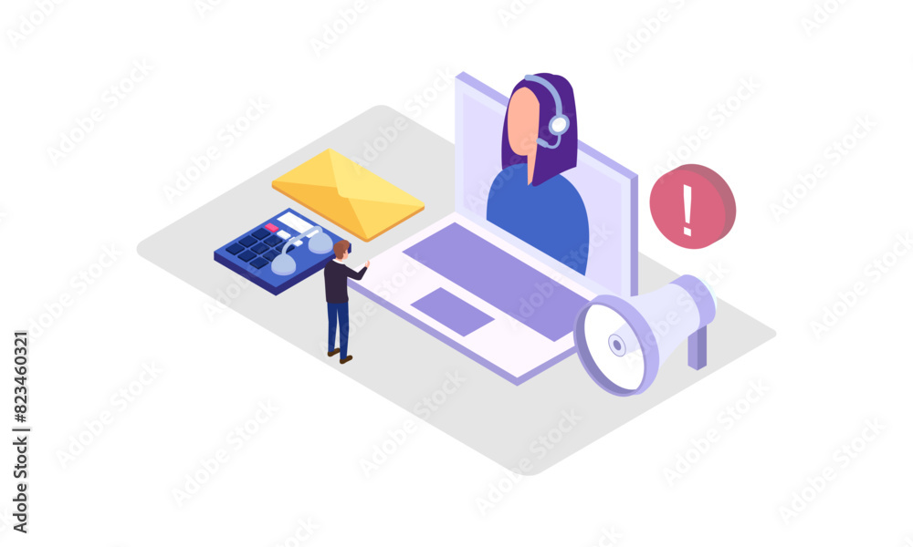 Call center vector isometric illustration Call center vector isometric illustration