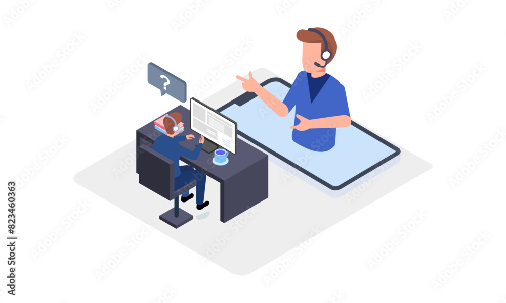 Call center vector isometric illustration Call center vector isometric illustration