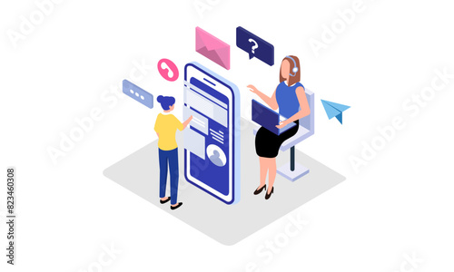 Call center vector isometric illustration