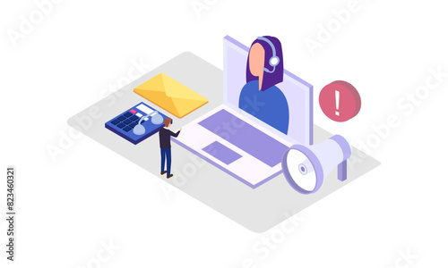 Call center vector isometric illustration