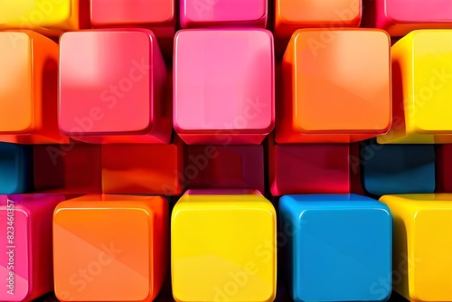 Abstract composition of colorful cubes in the shape of squares background