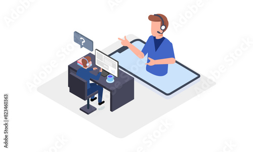 Call center vector isometric illustration