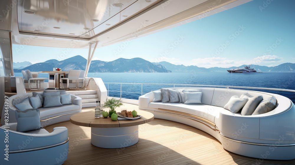 Fototapeta premium lounge blurred luxury boat interior