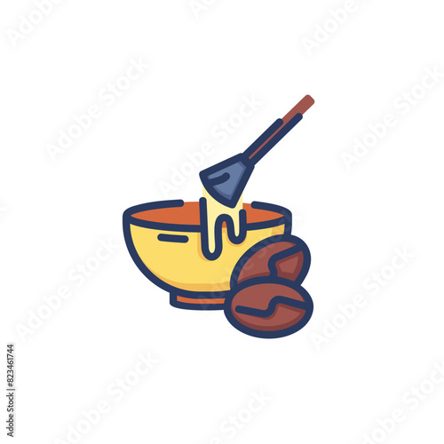 Coffee massage bowl line icon. Coffee beans, grounds, scrub isolated outline sign. Wellness, massage, recreation concept. Vector illustration, symbol element for web design and apps