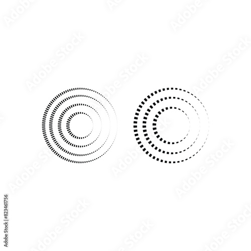 Halftone dots in circle form. round logo. Flat style design isolated on white background.