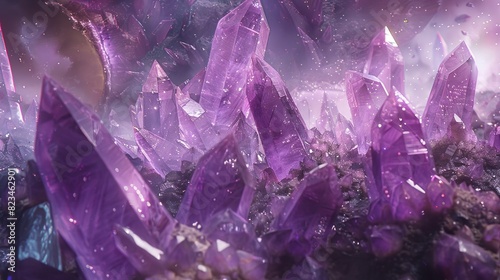 A close up of a cluster of purple crystals.

 photo