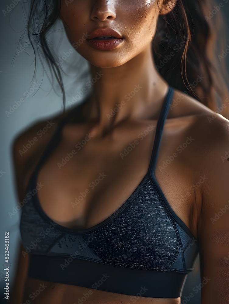 Close-up of Woman in Sports Bra
- Generative AI Close-up of Woman in Sports Bra
- Generative AI
