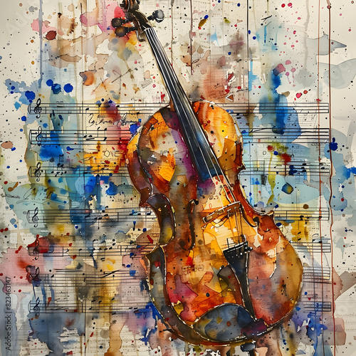 Kunstvolle Geigenmusik, made by AI photo