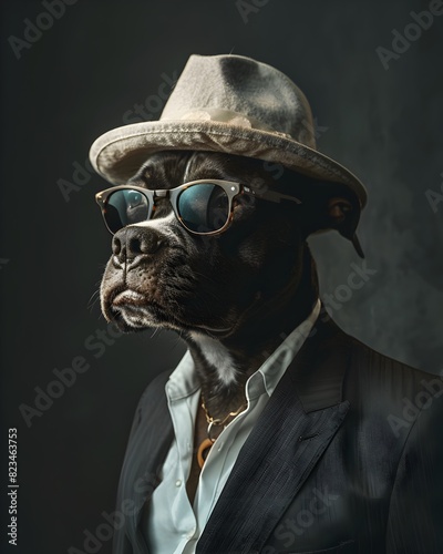 Dog in Suit with Hat and Sunglasses - Generative ai