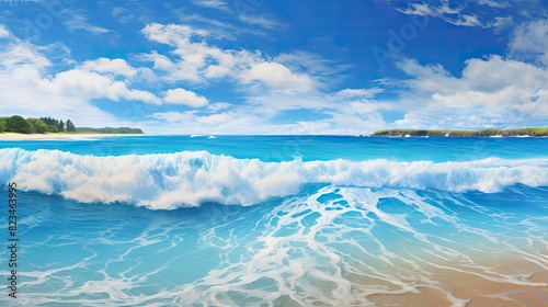 beach blue water waves photo