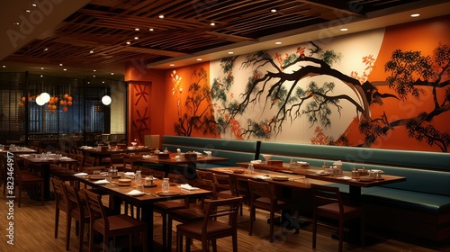 dimsum asian restaurant interior photo