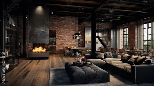 brick blurred black home interior © vectorwin