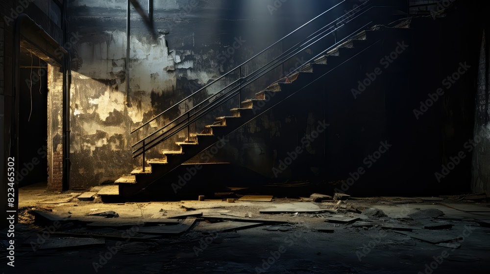 Fototapeta premium abandoned dark warehouse