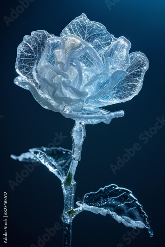An isolated flower made from ice  © grey