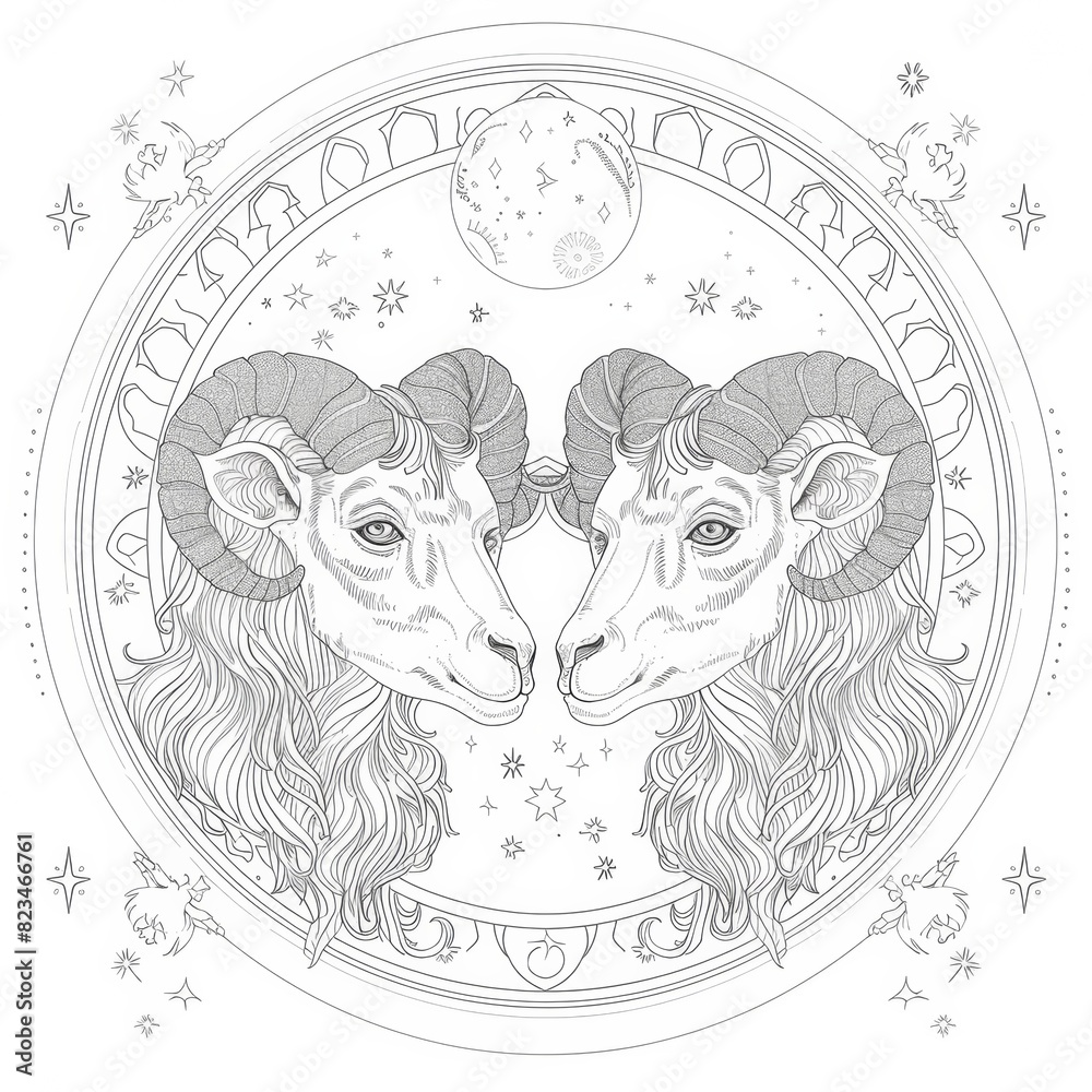 Fototapeta premium colouring book design of the zodiac sign GEMINI