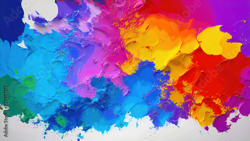 Abstract color splash, exploding colorful pigments, particles artistic concept background.