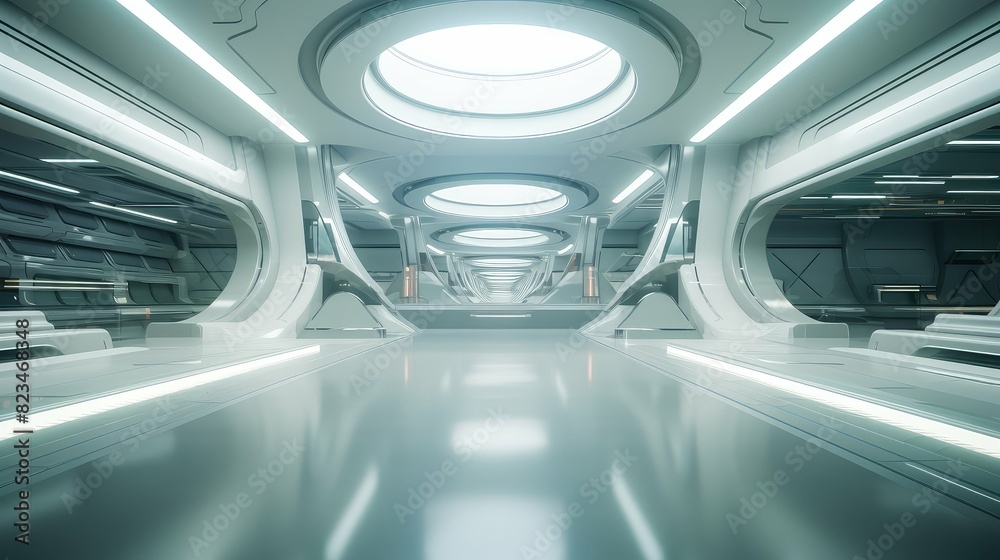 clean blurred space ship interior