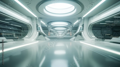 clean blurred space ship interior © vectorwin